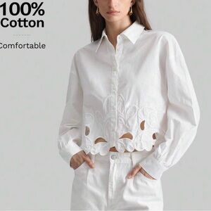Elegant White Cotton Women's Top